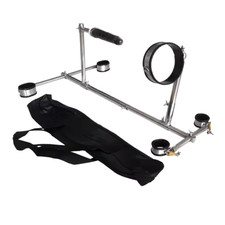 Adjustable Steel Bondage Restraint Frame with Padded Cuffs and Dildo