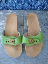 VTG SCHOLL PESCURA LIME GREEN LEATHER SANDALS UK 5 PLZ READ DESCRIPTION