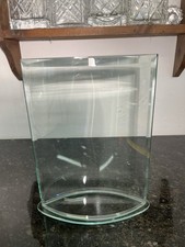 Contemporary Curved Glass Vase / Heavy Bevelled Display Block Modern Design
