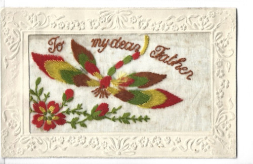 Silk postcard with dragonfly - silk,