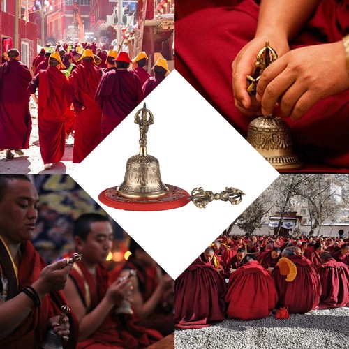 Large brass hand bell buddhist - hand,