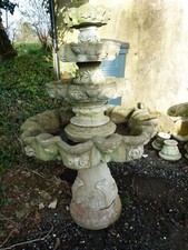 1990's LOVELY LARGE 4 TIER CLASSICAL STYLE CAST STONE GARDEN FOUNTAIN OR PLANTER