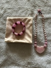 Lola Rose Beaded Pink Necklace Pendant And Chunky Bracelet Set