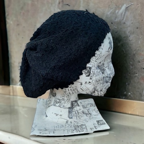 Black slouchy beret hat with - slouchy,