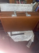 Vintage Revelation Big Brown Leather Suitcase with Expanding Clasps 66x18x45cm