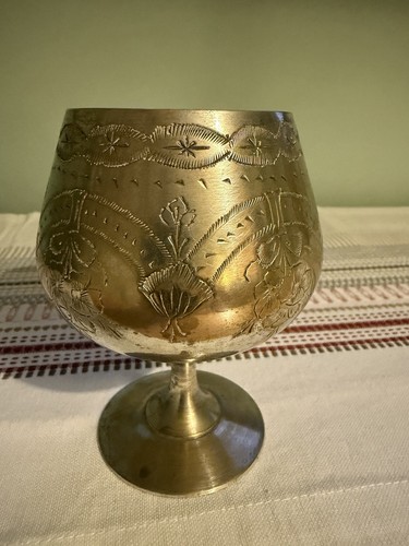 Vintage brass goblet brandy - vintage,