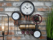 Industrial Pipe Wall Clock Vintage Steampunk Style Pipe Waterworks 