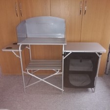 Royal Aluminium Kitchen Stand with Larder, Windshield and additional side table