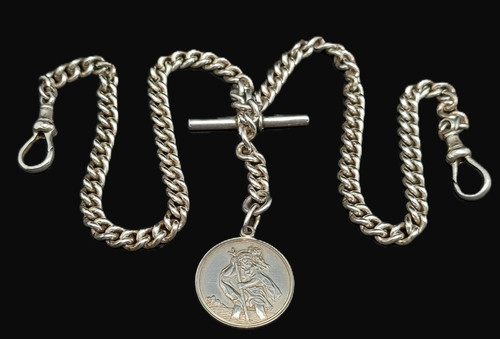 Sterling silver double albert - silver,