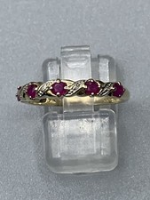 9ct GOLD RUBY & DIAMOND HALF ETERNITY RING