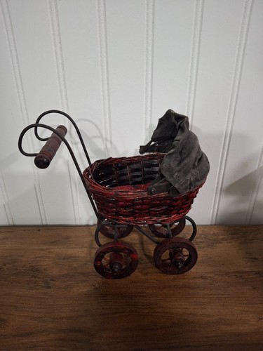Vintage wicker doll stroller - vintage,