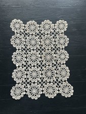 Vintage Handmade Crochet Lace Table Topper Doily Mat Floral Cotton 54x39cm