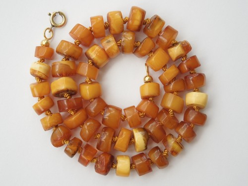Amber bead necklace choker - amber,