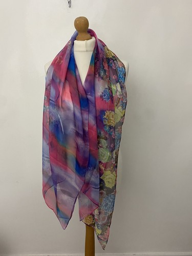 Ladies silk scarf - pink, floral