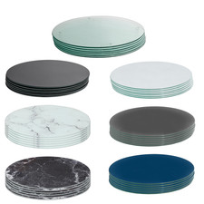 6x Round Glass Placemats 30cm