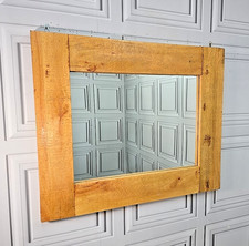 Rustic Solid Wood Framed Wall Mirror Chunky Natural Timber Handmade Over Mantle