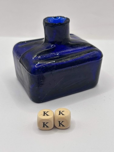 Old cobalt blue glass ink