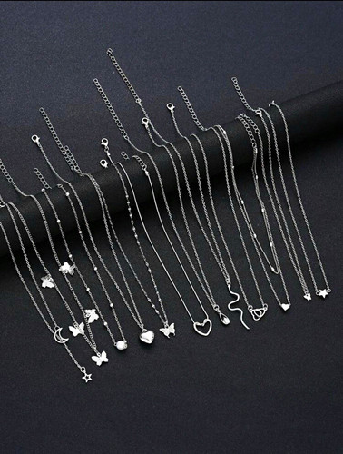 Silver plated adjustable cable - silver,