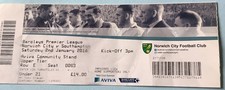 Norwich City v Southampton  2/1/16 Premier League Match Ticket 