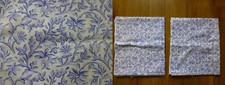 2 PCS VTG LAURA ASHLEY 1985 BLUE FLORAL TRAIL-WHITE COTTON FURNISHING FABRIC