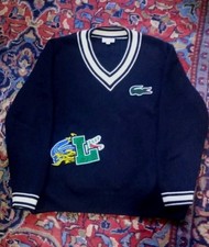 Lacoste Cricket Jumper Mens 7 Wool Sweater 2XL Big Crocodille Varsity Retro 80s
