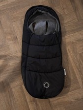 Bugaboo Universal Footmuff In Black with Grey Fleece Lining Fits All Models