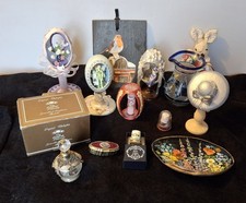 Decorative Collectors Items Ornaments Painted Eggs Jeweled Perfume Bottle Shell