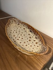 Vintage Cornish Fosters Pottery Honeycomb Drip Glaze Gratin Dish Serving Flan