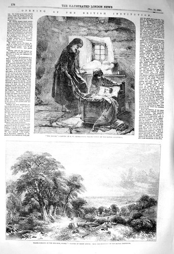 Original old antique print - old,