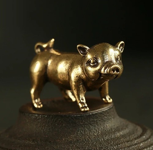 Brass pig figurine - brass,