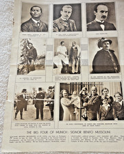 4 Pages from The Sketch Magazine "Big  Four at Munich" & Families Mussolini etc