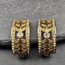 Art deco style Past Times gold tone plated crystals clip on earrings
