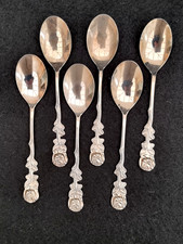 6 Vintage rose Pattern Teaspoons Silver Plated  EPNS A1