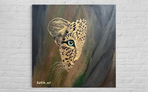 Original acrylic leopard - original,