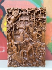 Stunning Hand Carved Wall Art Balinese Religious Wood Carving Hindu Deities