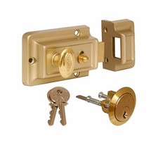 Traditional Polished Nickel Finish Security 60mm Rim Night Latch with 3 Keys