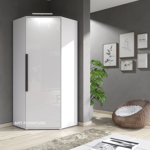 Corner wardrobe white high - corner,