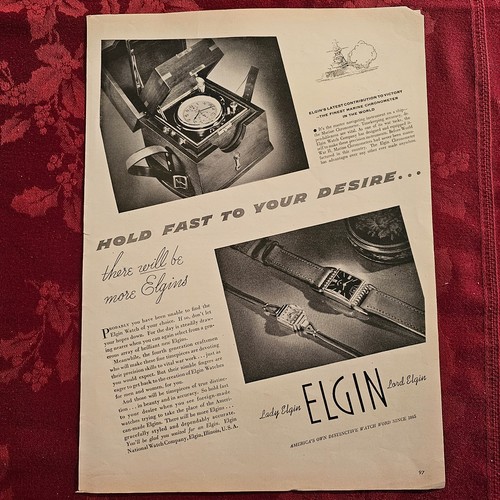 1945 elgin watches - wwii, ad