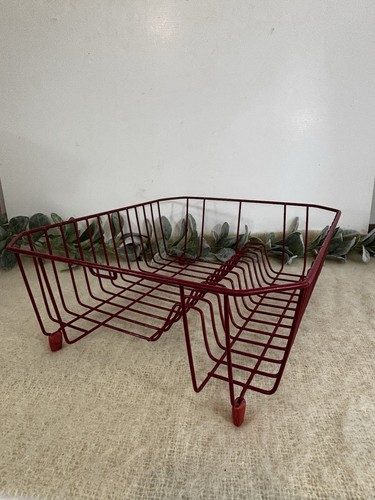Vintage red coated wire - wire, dish
