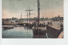 View of masted boats alongside West Pier, Stranraer, Wigtownshire