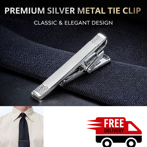 Mens tie slim - metal, clip