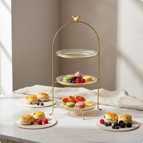 Gold bird cake stand elegant - cake,