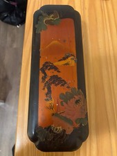Antique Japanese Lacquer Box HandPainted Maki-e Mt Fuji Scene Signed Satō 1930s