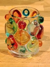  Vintage Bubble Glass Votive Candle Holder Multicolor Japanese MCM Bond Ware