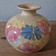 conwy pottery Vase Wales Cream Pink Blue Hand Thrown Turned Designer Studio Pot