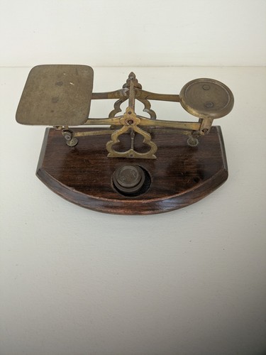 Vintage wood and brass postal - and,