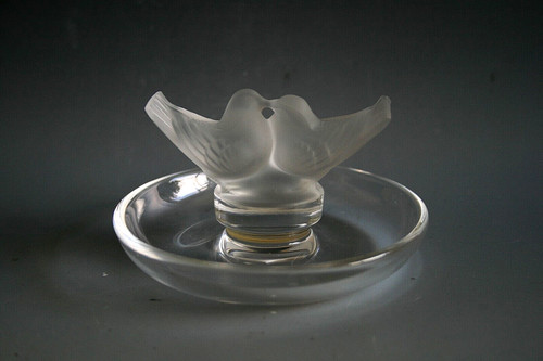 Lalique glass ring pin tray - glass,