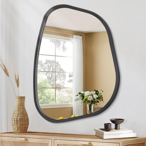 Black asymmetrical wall mirror - asymmetrical,