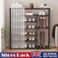 7 Tier Metal Shoe Rack Large Storage Shelf Unit Cabinet Organiser Boot Stand