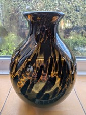 Art Glass Vase Large Brown And
